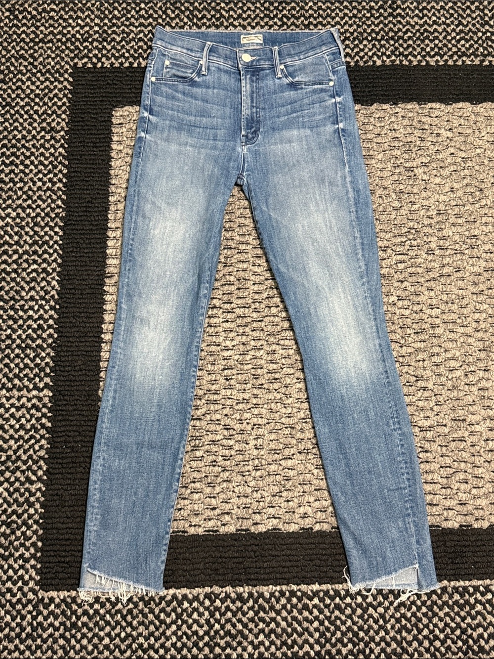 MOTHER The Stunner Zip Ankle Step Fray Jeans Women’s Sz 25 High Rise Slim Fit